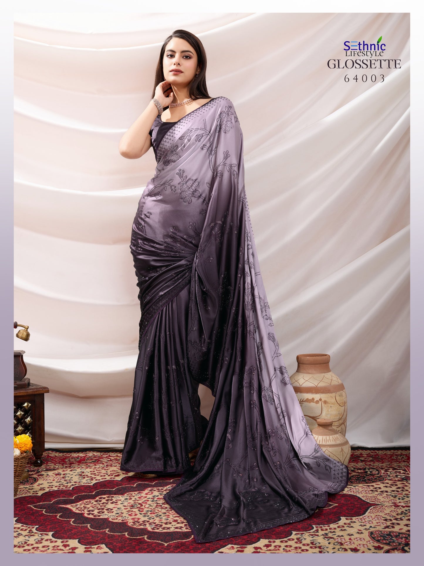 64003 Glossette Sethnic Satin Sarees