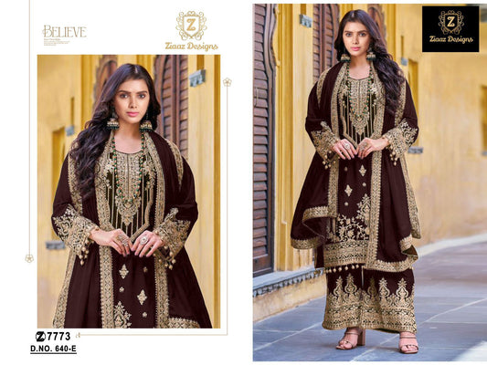640E Ziaaz Designs Cording Work Velvet Suits