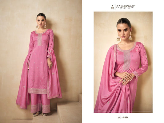 9554 Needle Aashirwad Creation Unstitched Suits
