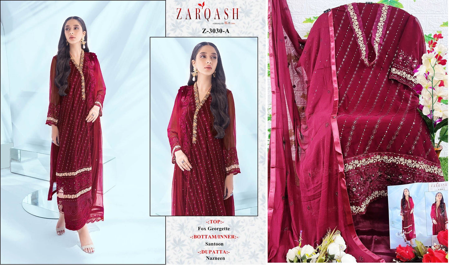 Z-3030A Zarqash Pakistani Salwar Suits