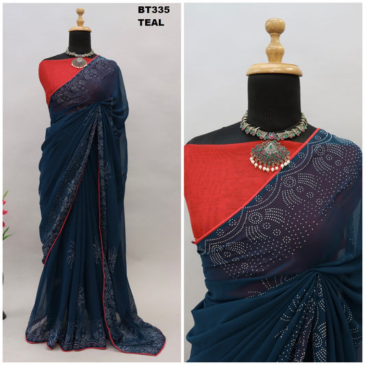 335Teal Bt Sarees