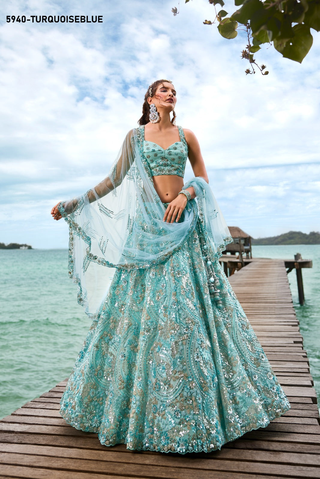 5940 Turquoiseblue Pf Lehenga Choli