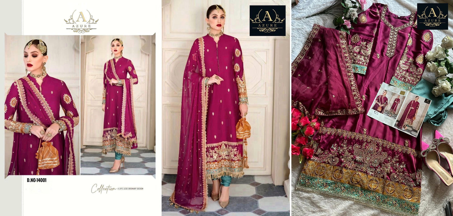 14001 Azure Pakistani Salwar Suits