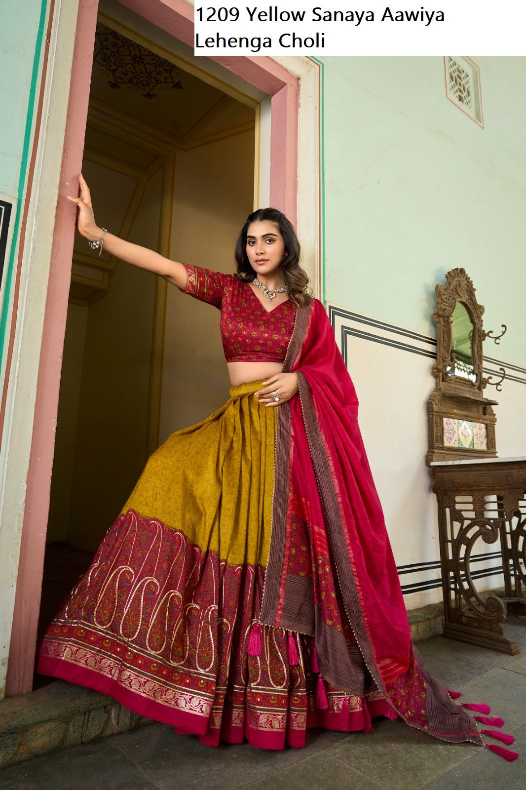 1209 Sanaya Yellow Aawiya Lehenga Choli