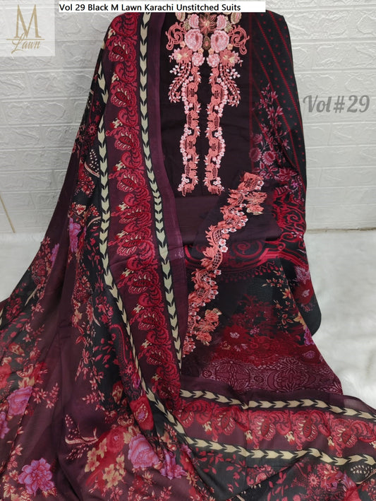 Vol 29 Black M Lawn Karachi Unstitched Suits
