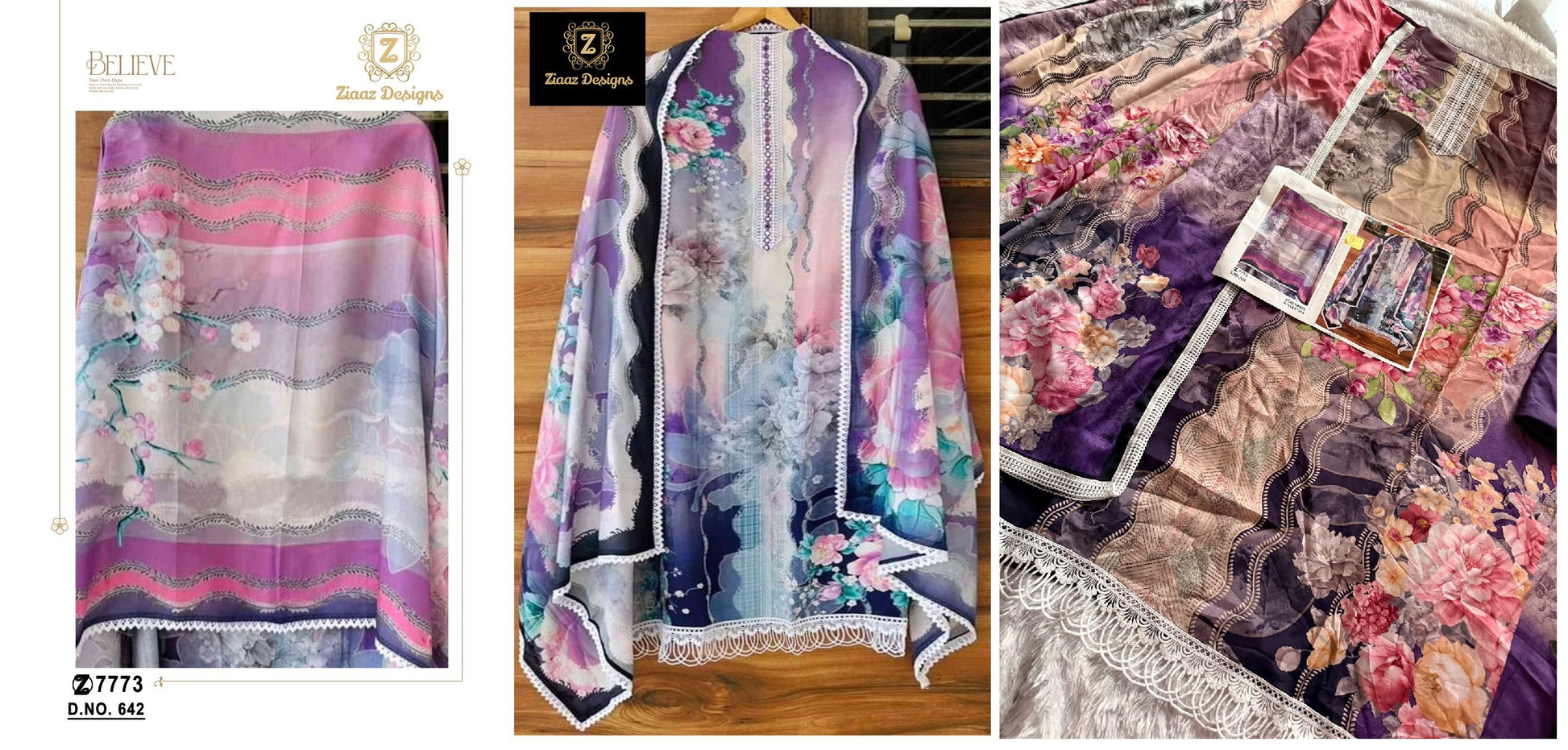 642 Ziaaz Designs Muslin Pakistani Salwar Suits