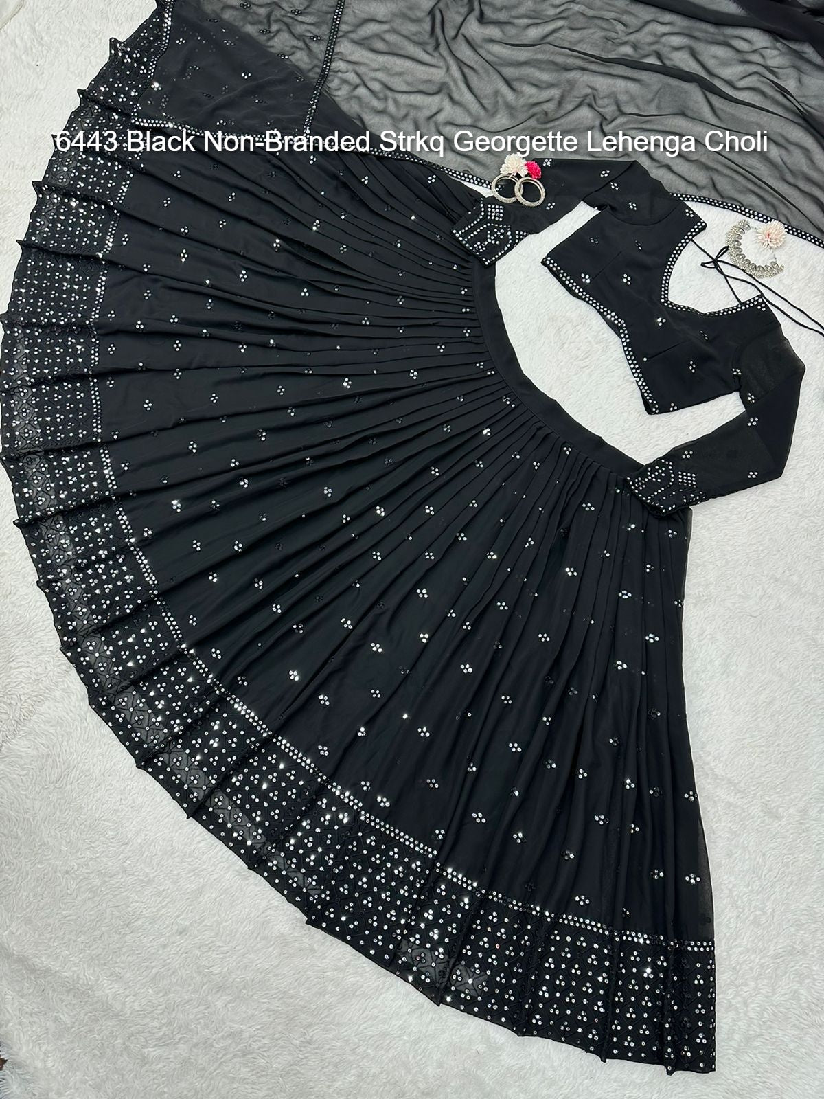 6443 Black Non-Branded Strkq Georgette Lehenga Choli