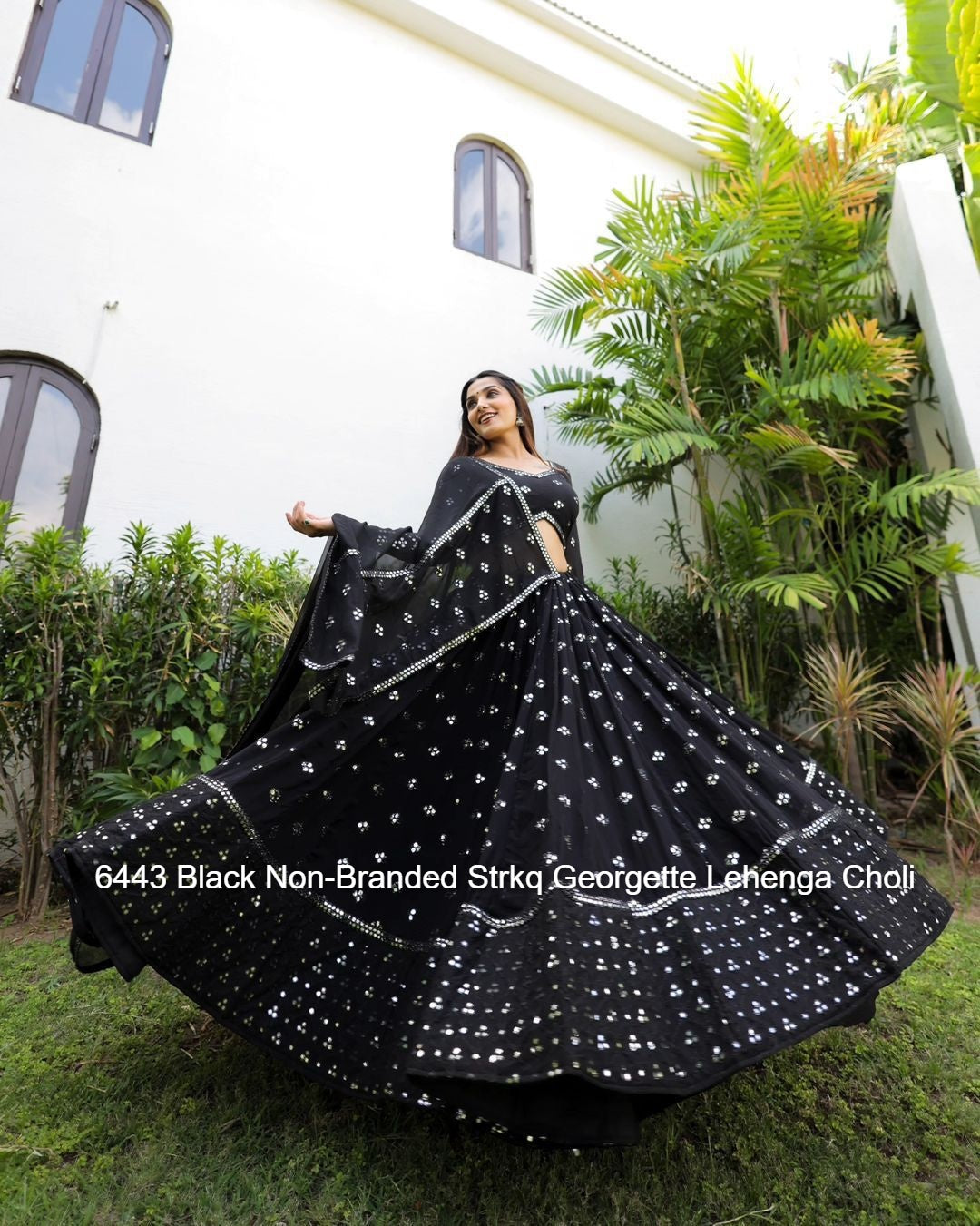 6443 Black Non-Branded Strkq Georgette Lehenga Choli