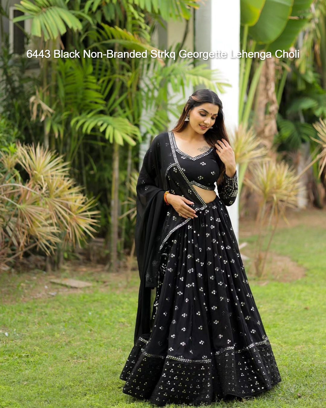 6443 Black Non-Branded Strkq Georgette Lehenga Choli