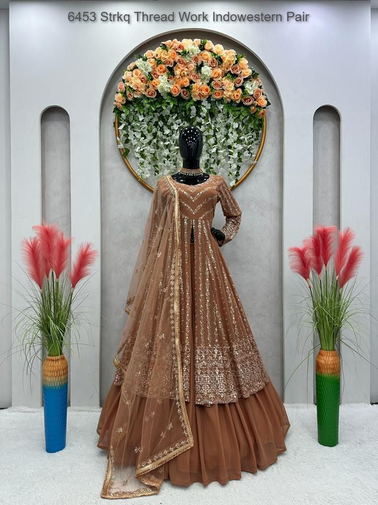 6453 Strkq Thread Work Indowestern Pair