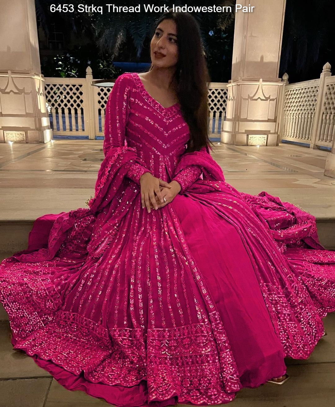 6453 Strkq Thread Work Indowestern Pair