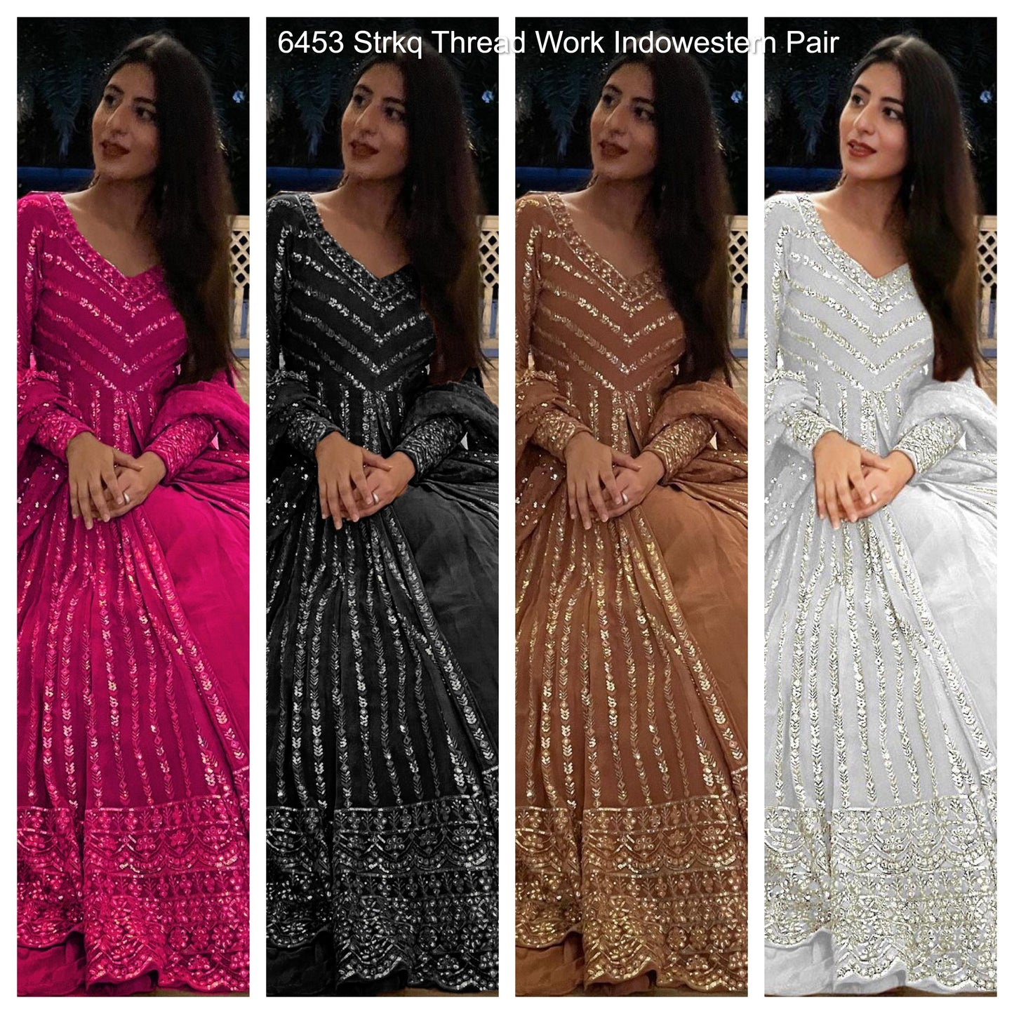 6453 Strkq Thread Work Indowestern Pair