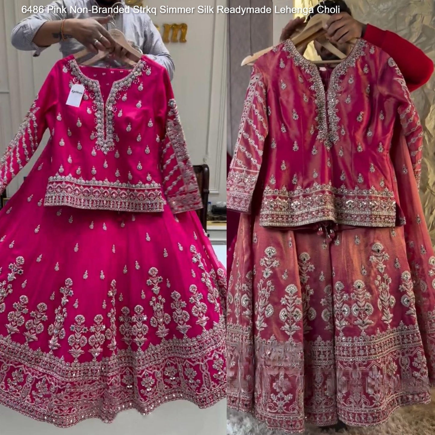 6486 Pink Non-Branded Strkq Simmer Silk Readymade Lehenga Choli