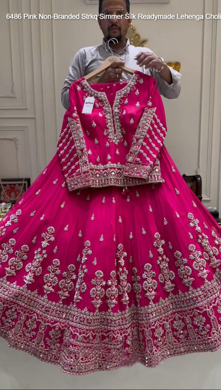 6486 Pink Non-Branded Strkq Simmer Silk Readymade Lehenga Choli