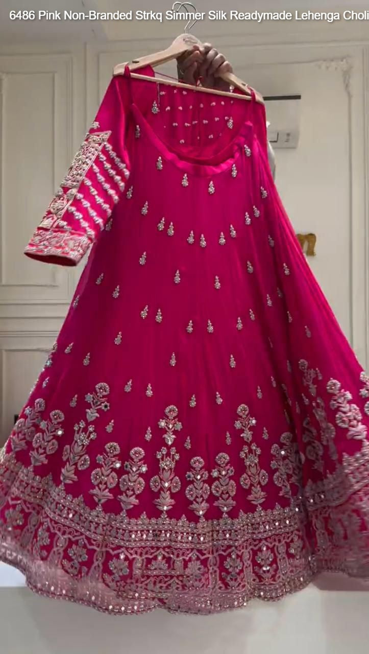 6486 Pink Non-Branded Strkq Simmer Silk Readymade Lehenga Choli