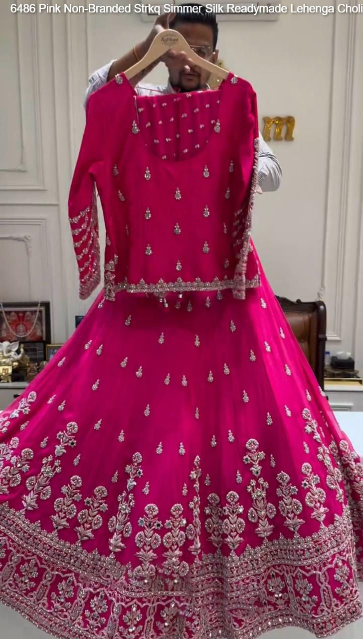 6486 Pink Non-Branded Strkq Simmer Silk Readymade Lehenga Choli