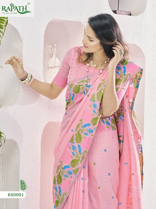 650001 Gulabi Rajpath Linen Silk Sarees