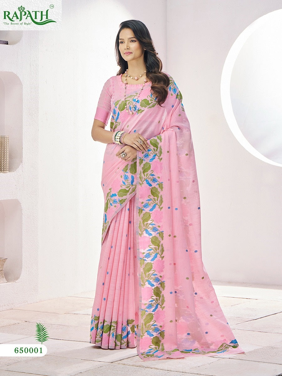 650001 Gulabi Rajpath Linen Silk Sarees