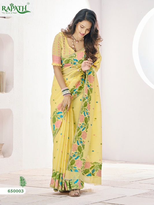 650003 Gulabi Rajpath Linen Silk Sarees