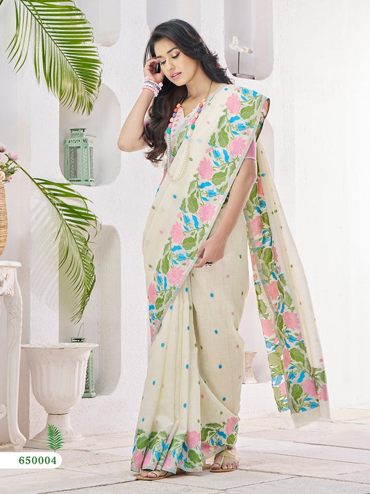 650004 Gulabi Rajpath Linen Silk Sarees