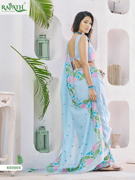 650005 Gulabi Rajpath Linen Silk Sarees