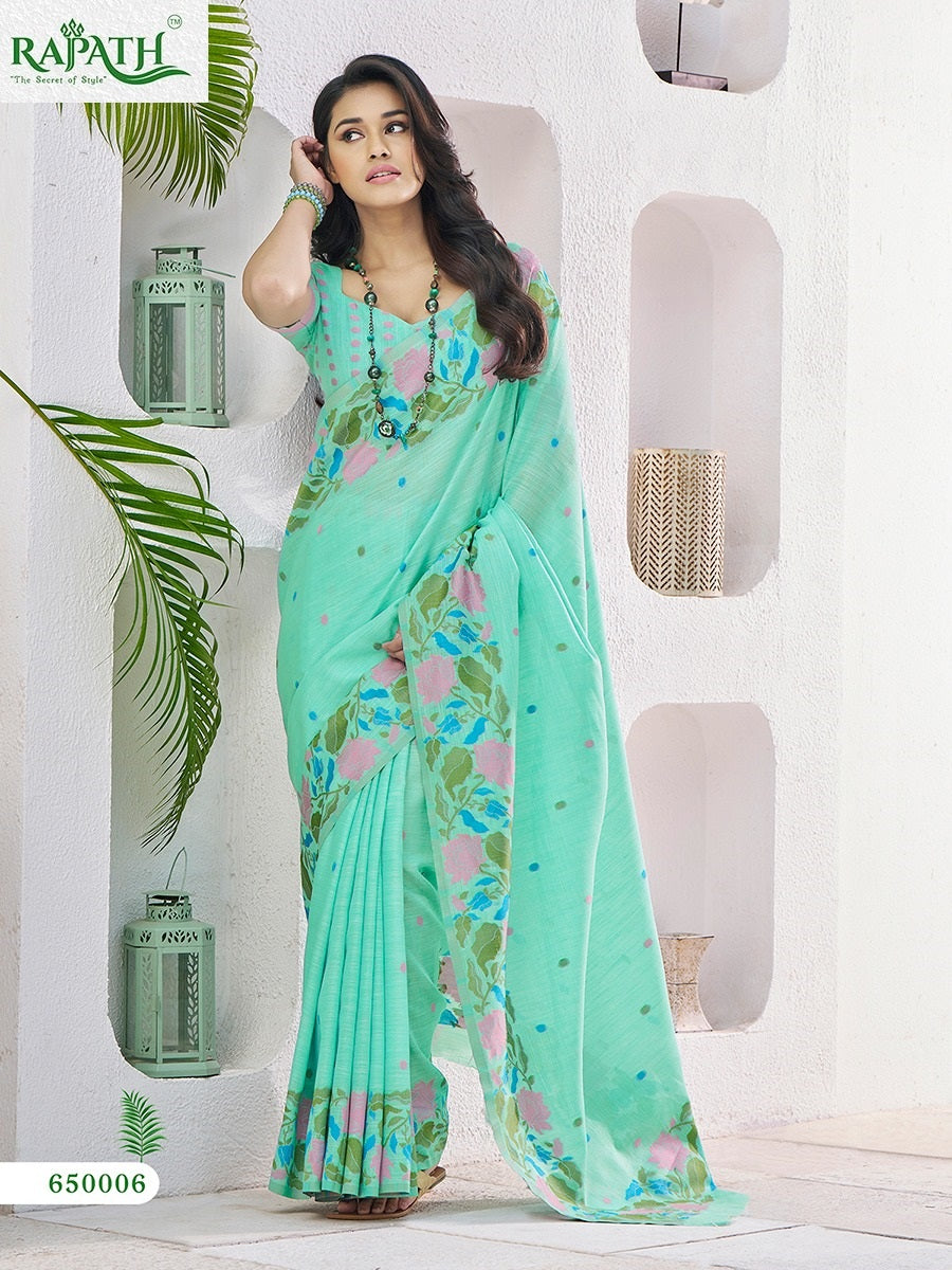 650006 Gulabi Rajpath Linen Silk Sarees