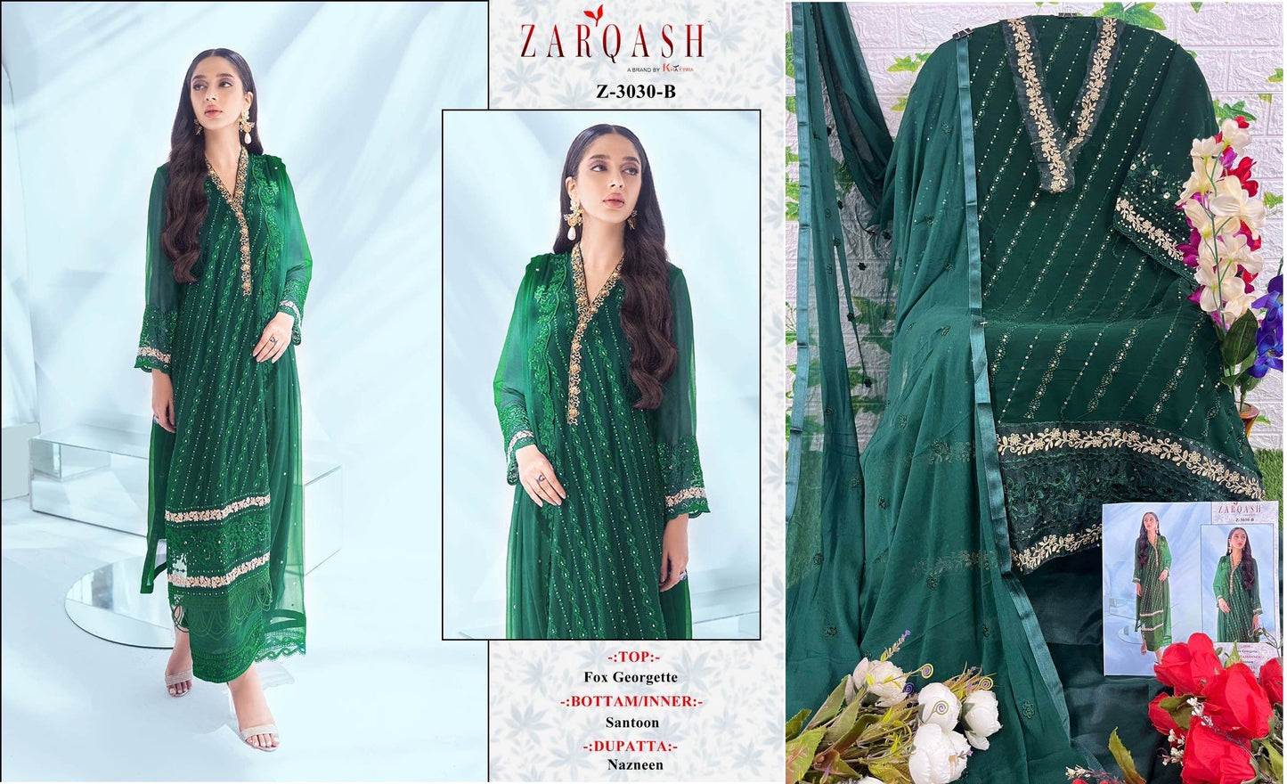 Z-3030B Zarqash Pakistani Salwar Suits