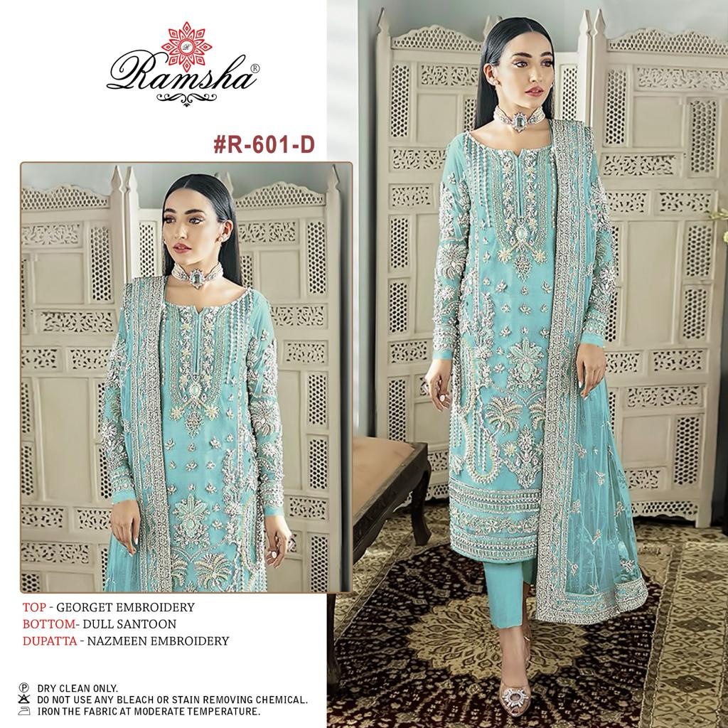 601D Ramsha Pakistani Salwar Suits