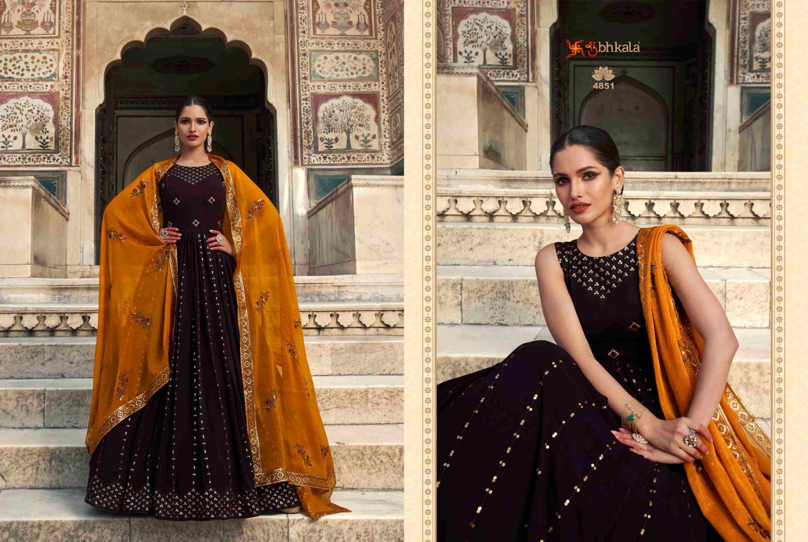 4851 Flory Vol 29 Shubhkala Gown Dupatta Set
