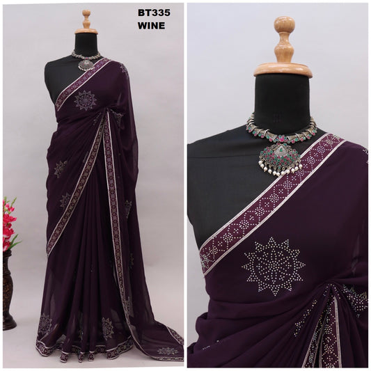 335Wine Bt Sarees