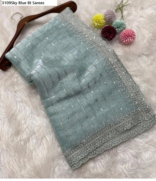 3109Sky Blue Bt Sarees