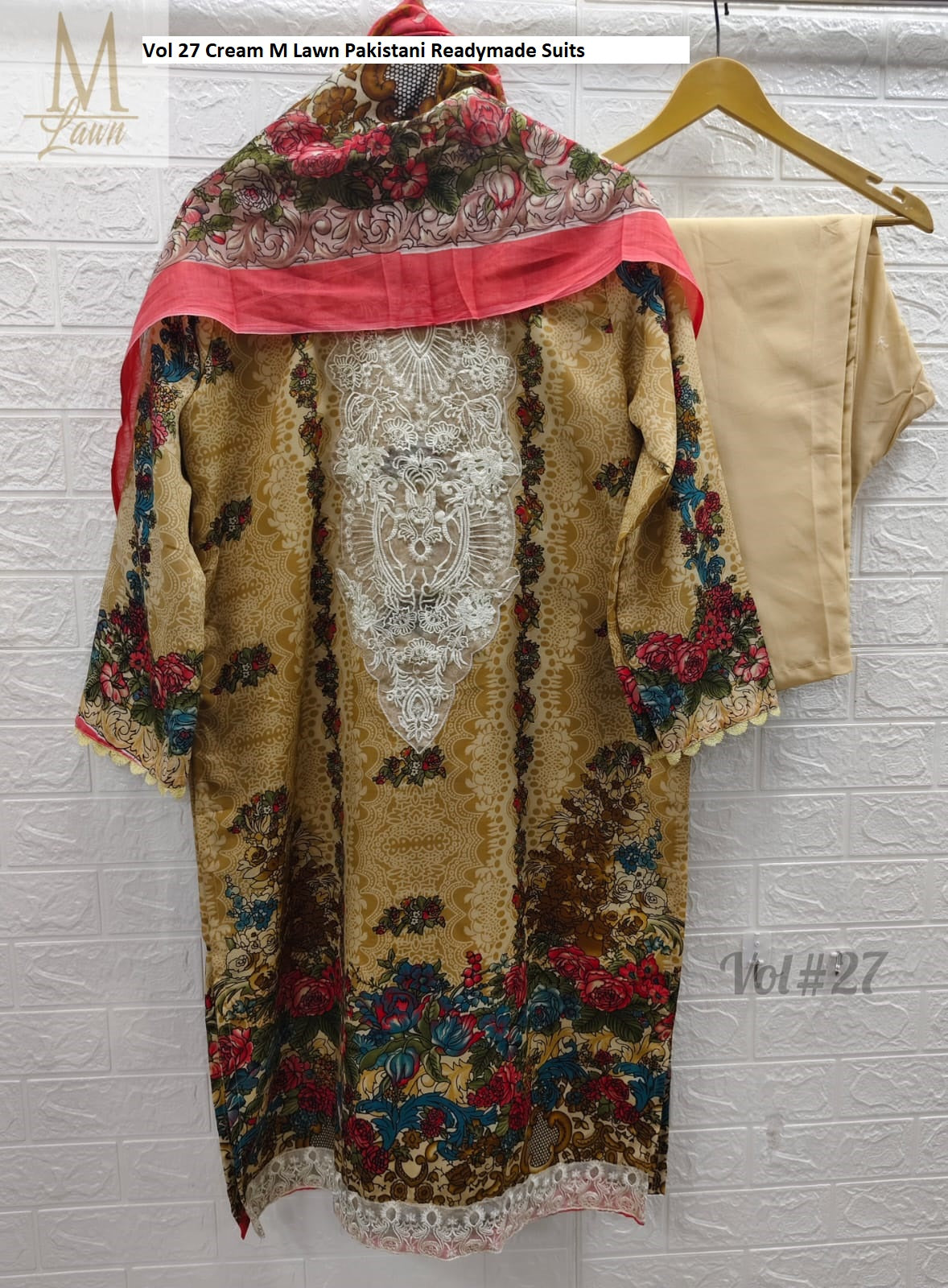 Vol 27 Cream M Lawn Pakistani Readymade Suits