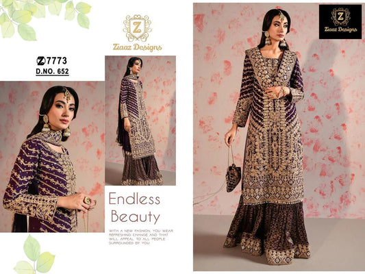 652 Ziaaz Designs Cording Work Velvet Suits