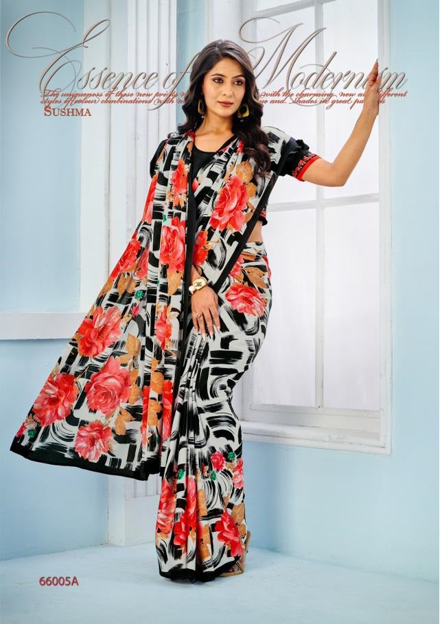 66005A Exceptional Sushma Satin Sarees