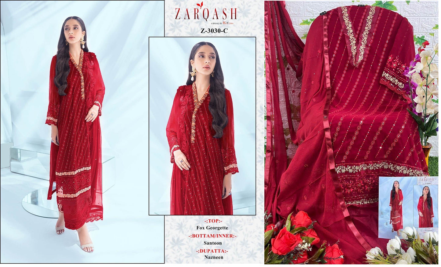 Z-3030C Zarqash Pakistani Salwar Suits