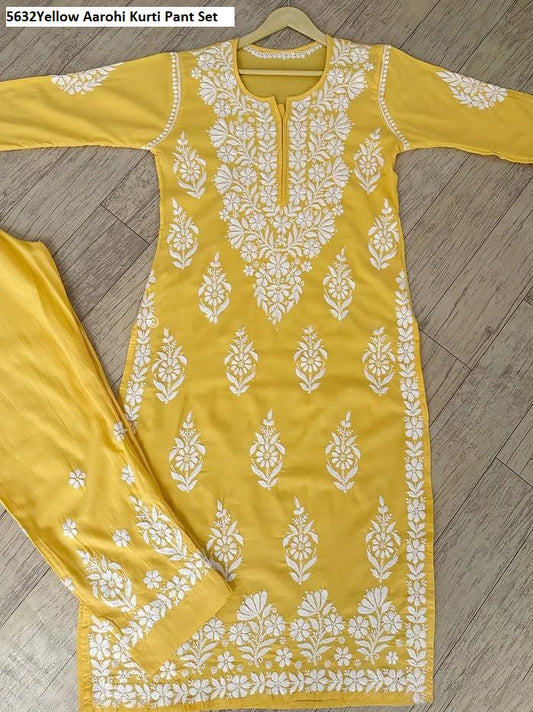 5632Yellow Aarohi Kurti Pant Set