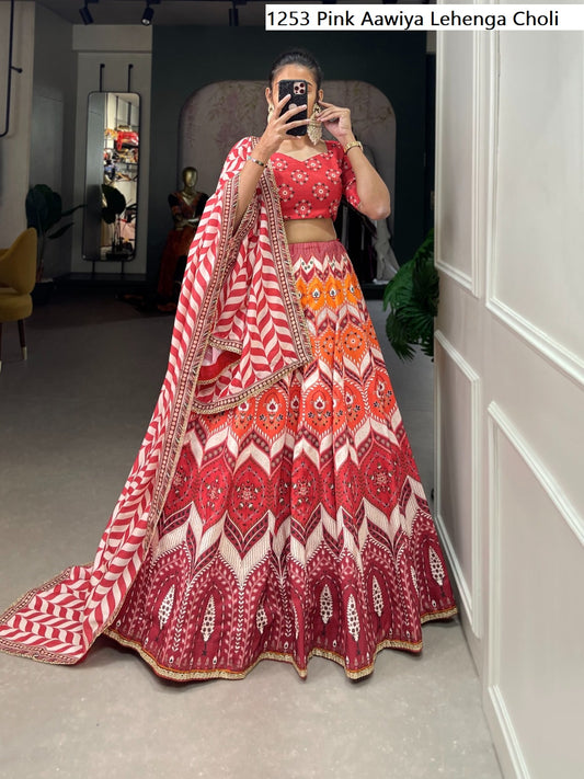 1253Pink Aawiya Lehenga Choli
