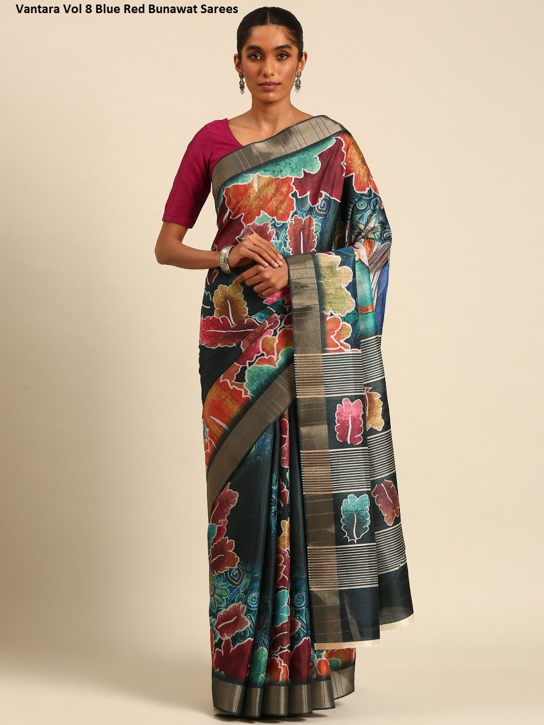 Vantara Vol 8 Blue Red Bunawat Sarees