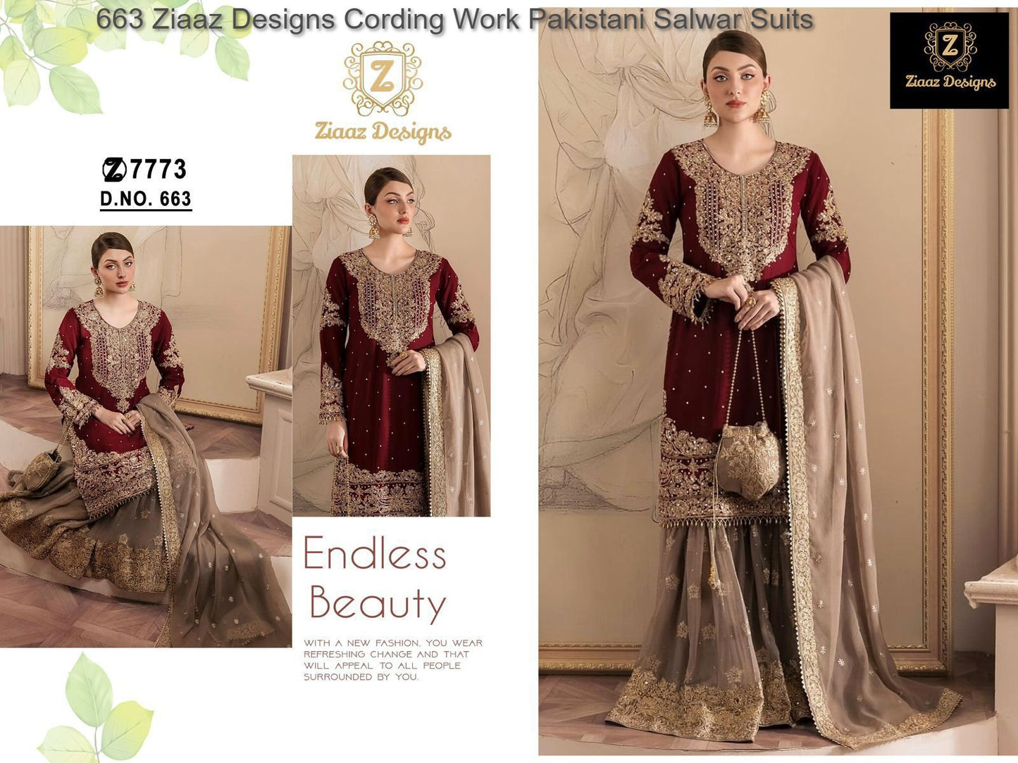 663 Ziaaz Designs Cording Work Pakistani Salwar Suits
