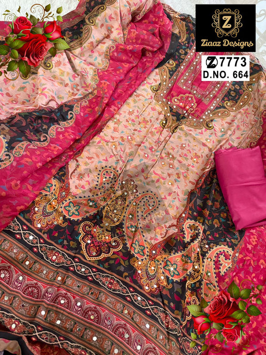 664 Ziaaz Designs Muslin Pakistani Salwar Suits
