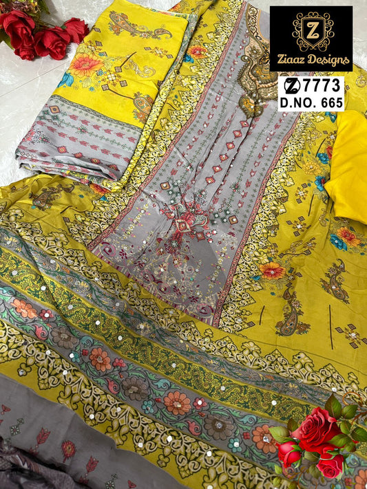 665 Ziaaz Designs Muslin Pakistani Salwar Suits