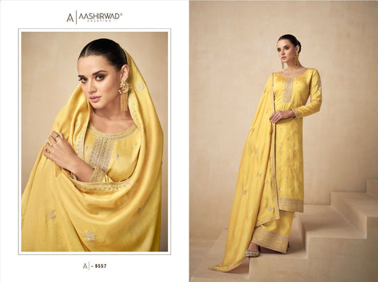 9557 Needle Aashirwad Creation Unstitched Suits