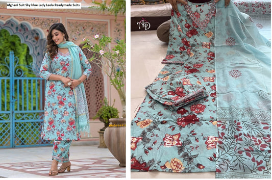 Afghani Suit Sky Blue Lady Leela Readymade Suits