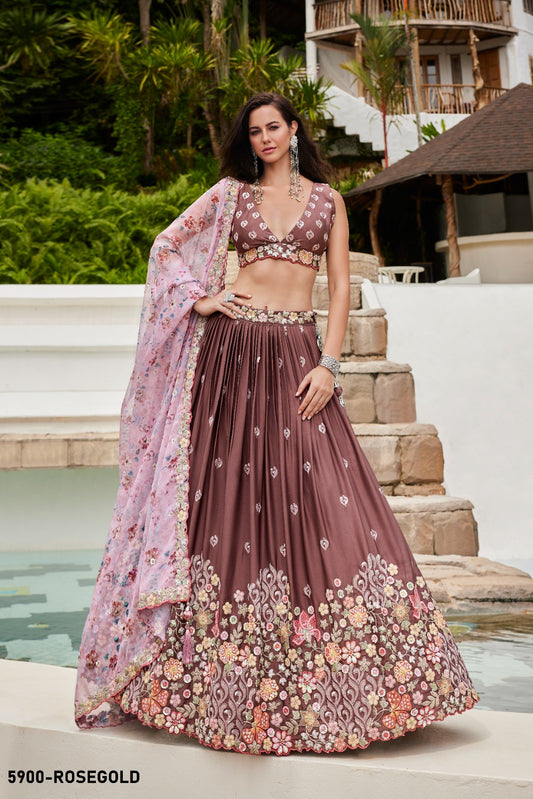 5900 Rose Gold Pf Lehenga Choli