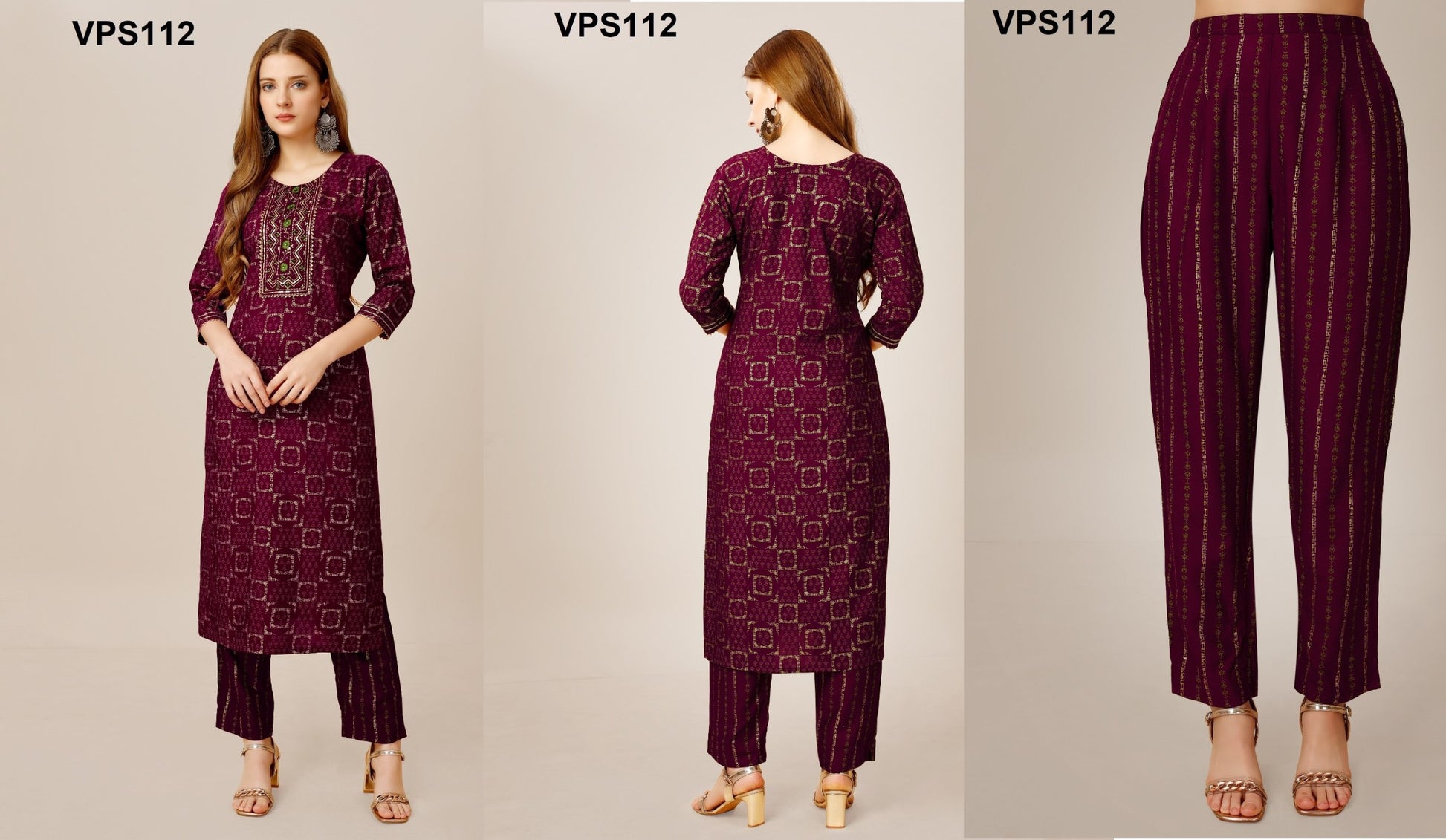 112 Aaradhya Vol 8 Fashion Berry Kurti Pant Set
