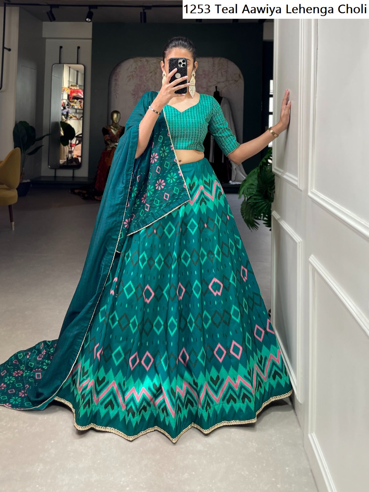 1253Teal Aawiya Lehenga Choli