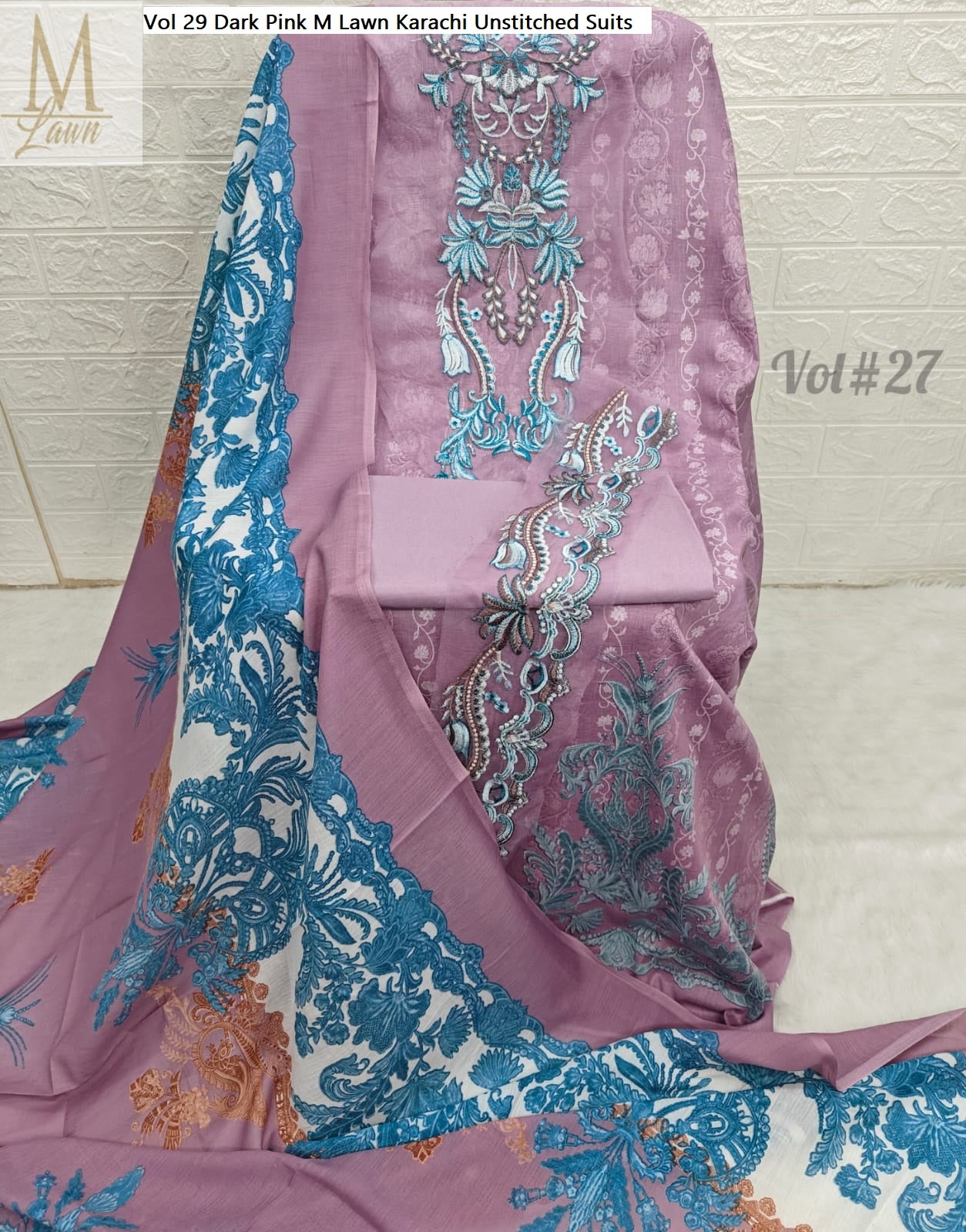 Vol 29 Dark Pink M Lawn Karachi Unstitched Suits