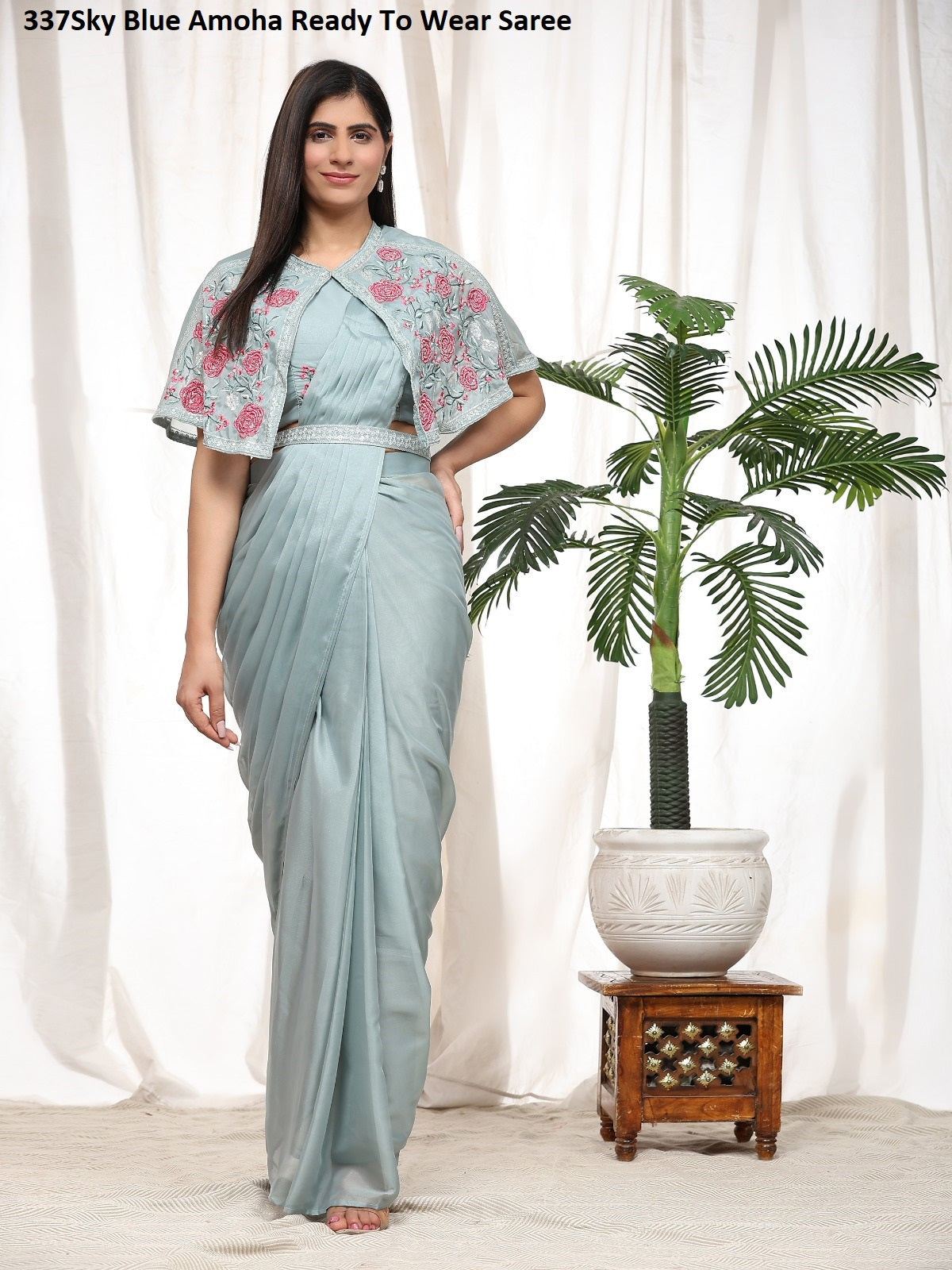 337 Sk Blue Amoha Ready To Wear Saree