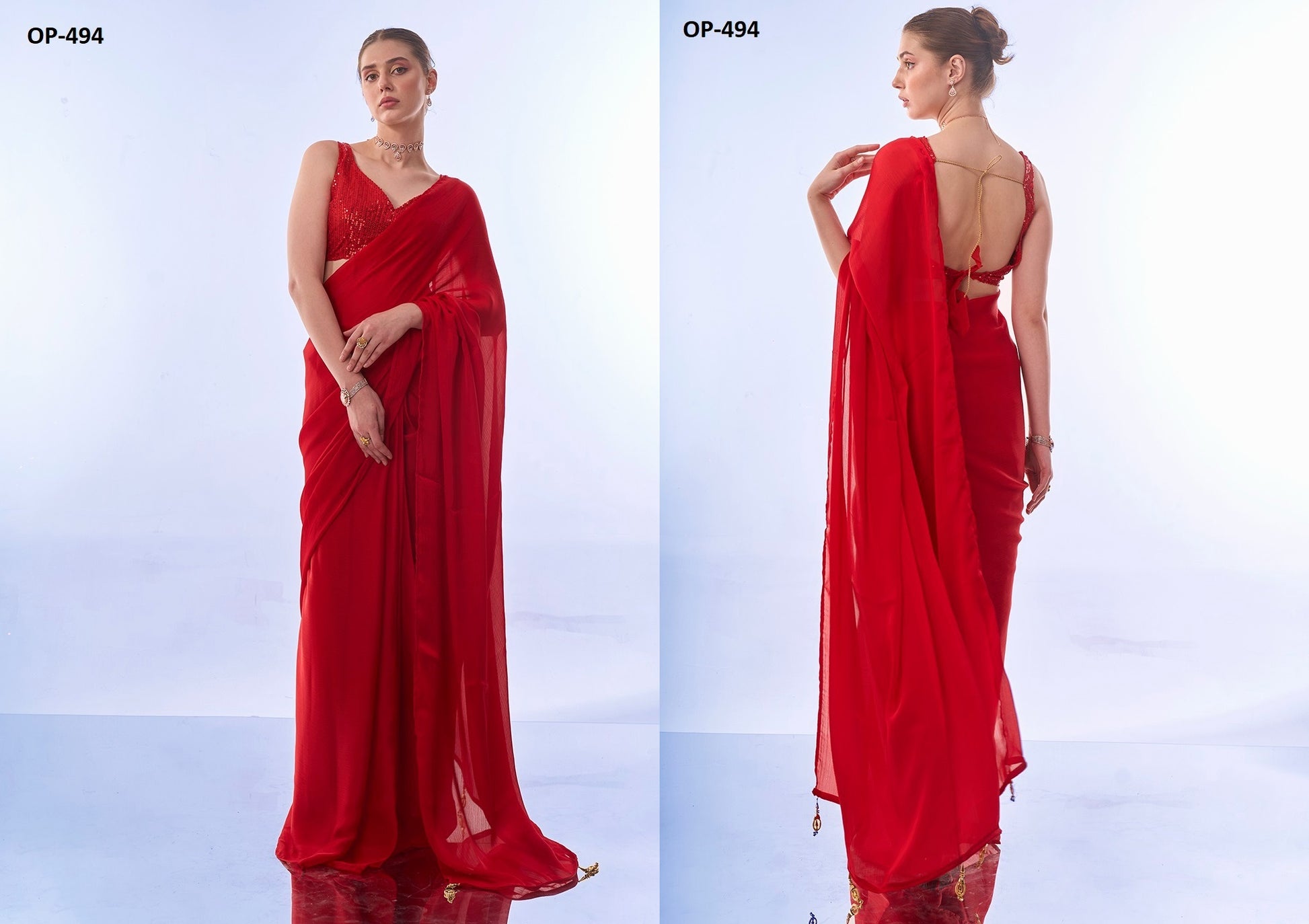 494 Red Laxminam Sarees