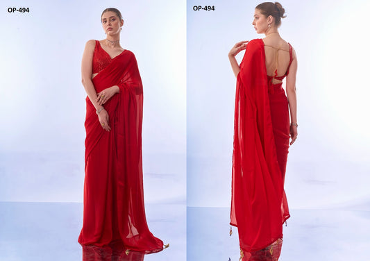 494 Red Laxminam Sarees